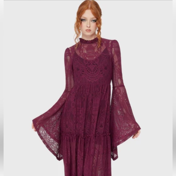 Killstar Hecate Maroon Lace Maxi Size XL - Picture 15 of 16